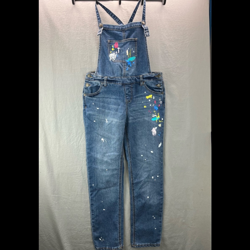 Cat & Jack Coveralls Large 10/12 Manufacturer Paint Distressed Medium Wash